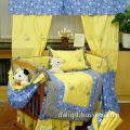 Crib Bedding Set with Embroidery Design, Includes Printed Flannel Blanket and Toy Bag